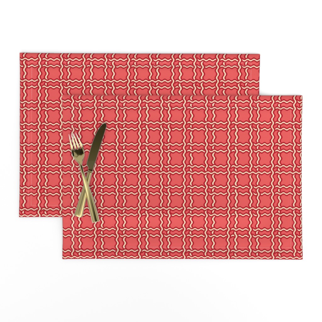 squiggle plaid 2 - melon red