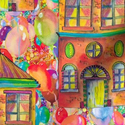 LARGE THE RAINBOW BRIGHT HOUSE ON BALLOONS PSMGE