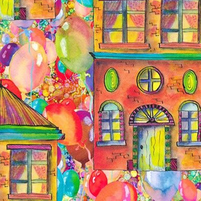 LARGE THE RAINBOW BRIGHT HOUSE ON BALLOONS PSMGE