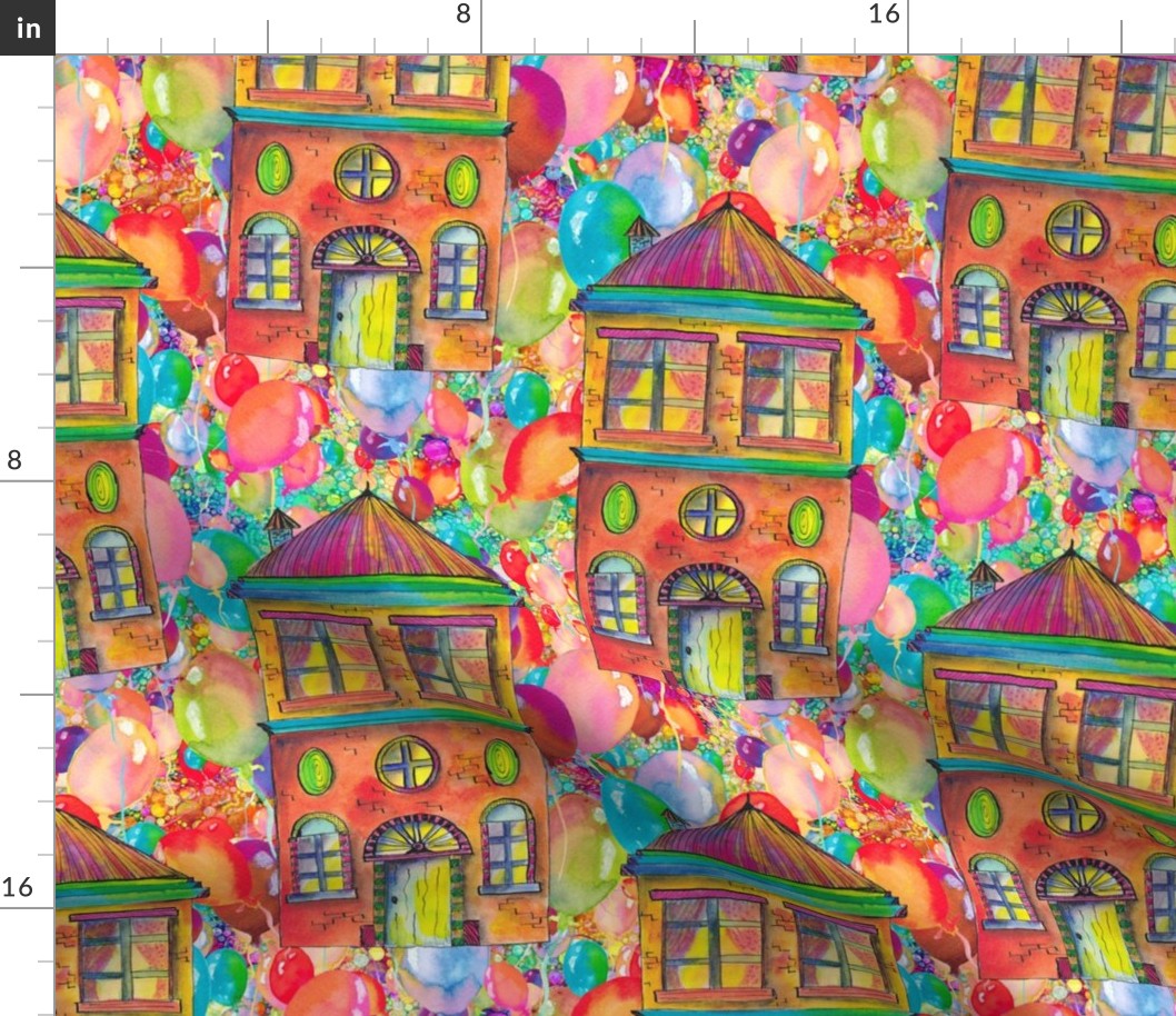 LARGE THE RAINBOW BRIGHT HOUSE ON BALLOONS PSMGE