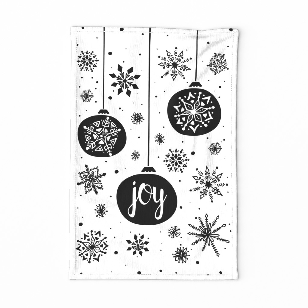 Joy Ornament Christmas Tea Towel - White