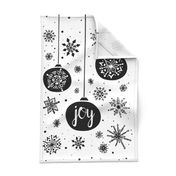 Joy Ornament Christmas Tea Towel - White