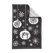 Joy Ornament Christmas Tea Towel - Black