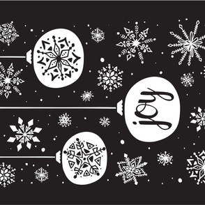 Joy Ornament Christmas Tea Towel - Black