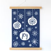 Joy Ornament Christmas Tea Towel - Navy Blue