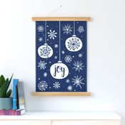 Joy Ornament Christmas Tea Towel - Navy Blue