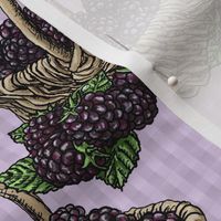 Blackberry Baskets - Lavender Gingham - Large Scale