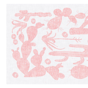 Cactus Garden Woodblock Tea Towel (blush) 