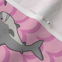  Kawai sharks in pink waves 
