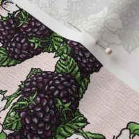 Blackberries and Flowers - Light Pink Woven - Large Scale