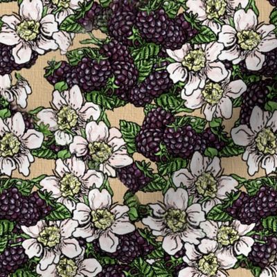 Blackberries and Blossoms - Tossed - Kraft Woven - Large Scale