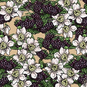 Blackberries and Blossoms - Tossed - Kraft Woven - Large Scale