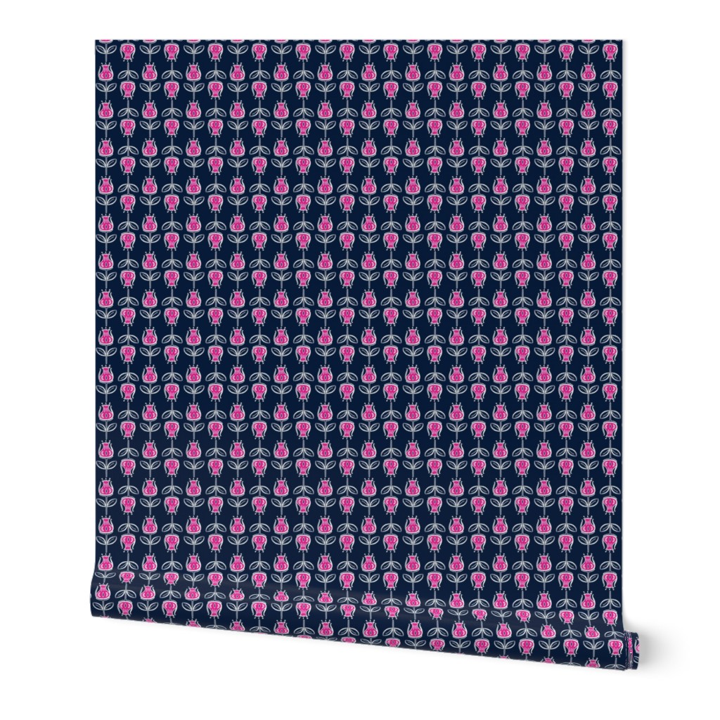 Botanical Flower on Navy