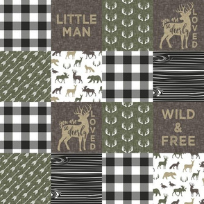 (3" small scale)  Little Man/ Wild & Free woodland patchwork C2 plaid