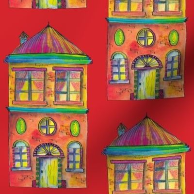 THE RAINBOW BRIGHT HOUSE ON RED PSMGE