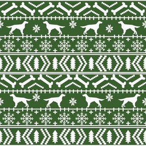 Irish Setter fair isle christmas dog silhouette fabric med green