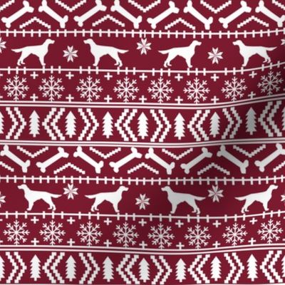 Irish Setter fair isle christmas dog silhouette fabric ruby