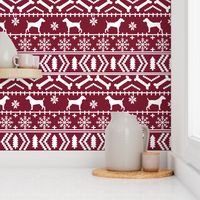 Jack Russell Terrier fair isle christmas dog silhouette fabric ruby