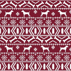Jack Russell Terrier fair isle christmas dog silhouette fabric ruby