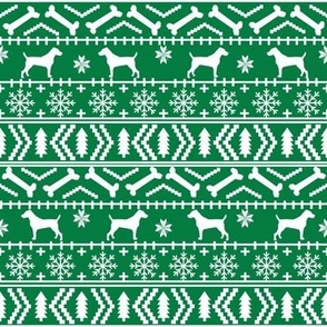 Jack Russell Terrier fair isle christmas dog silhouette fabric green