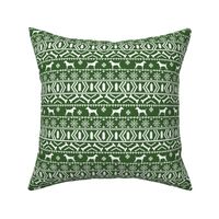 Jack Russell Terrier fair isle christmas dog silhouette fabric med green