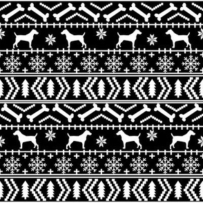 Jack Russell Terrier fair isle christmas dog silhouette fabric black and white
