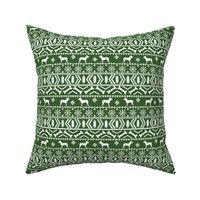 Pitbull fair isle christmas dog silhouette fabric med green