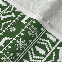 Pitbull fair isle christmas dog silhouette fabric med green