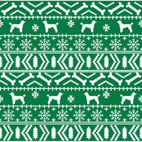 Poodle fair isle christmas dog silhouette fabric green