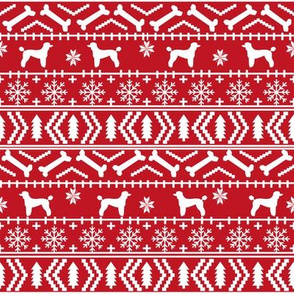 Poodle fair isle christmas dog silhouette fabric red 