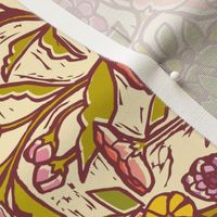 Woodcut Garden {Peach Dream} Tea Towel