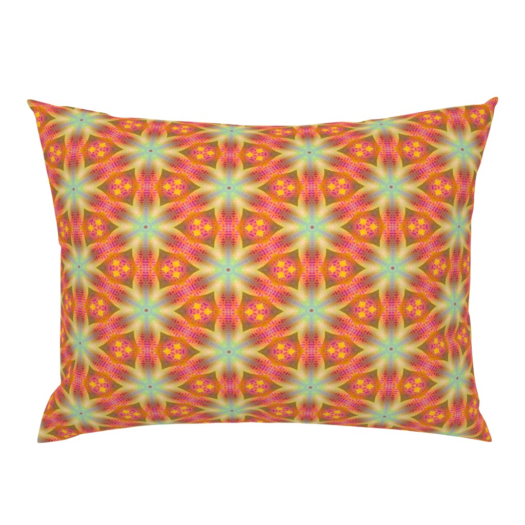 STARS FLOWERS HEXAGON MARIGOLD YELLOW  CORAL BOHO SUNNY AFTERNOON