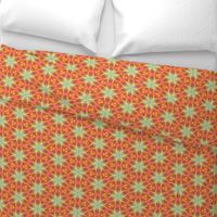 STARS FLOWERS HEXAGON MARIGOLD YELLOW  CORAL BOHO SUNNY AFTERNOON