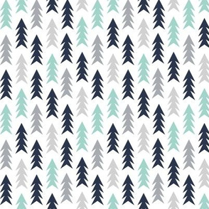 trees woodland forest triangles kids nursery baby boy grey mint navy blue simple boys design for kids nursery baby boy outdoors camping forest