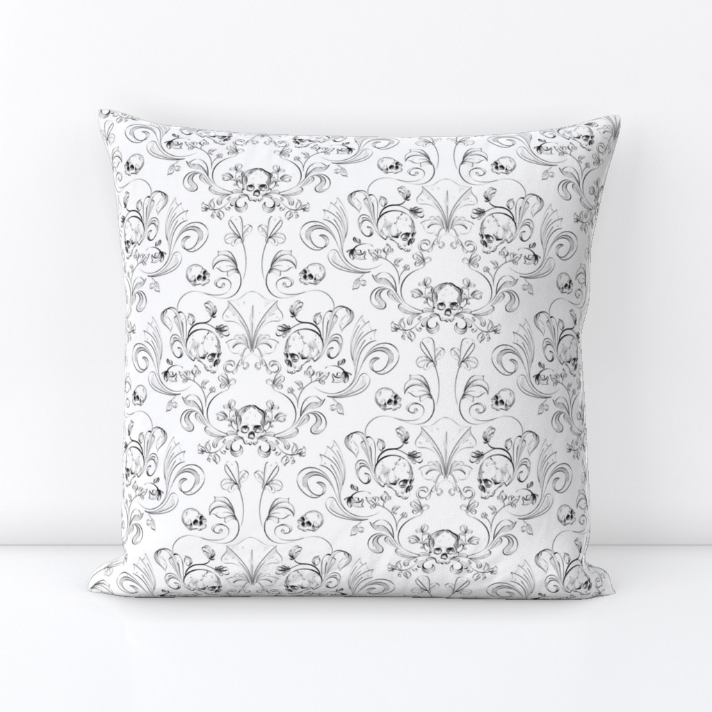 Black And White Skull Damask