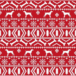 German Shorthaired Pointer silhouette fair isle fabric red