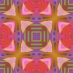 PAGODA CHECKERBOARD PINK PURPLE CORAL BOHO SUNNY AFTERNOON