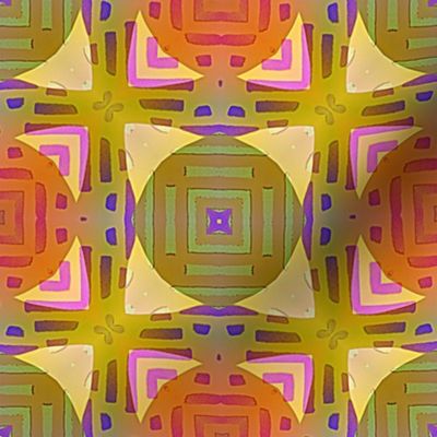 PAGODA CHECKERBOARD MARIGOLD YELLOW CORAL BOHO SUNNY AFTERNOON