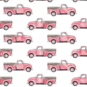 vintage truck - watercolor pink