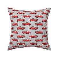 vintage truck - watercolor red on grey