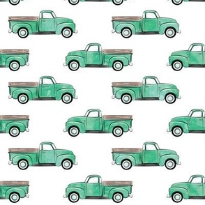 vintage truck - watercolor green