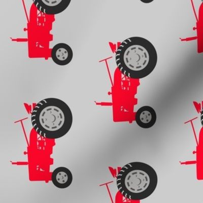 (large scale) tractors  - red on grey (90)