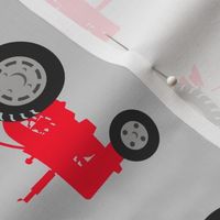 (large scale) tractors  - red on grey (90)