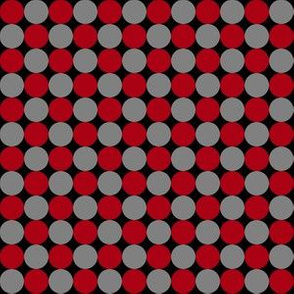 Half Inch Dark Red and Medium Gray Circles on Black