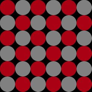 One Inch Dark Red and Medium Gray Circles on Black