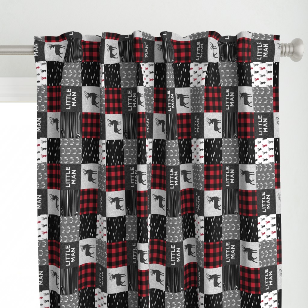 (3" small scale) little man (90) - red and black (buck) quilt woodland