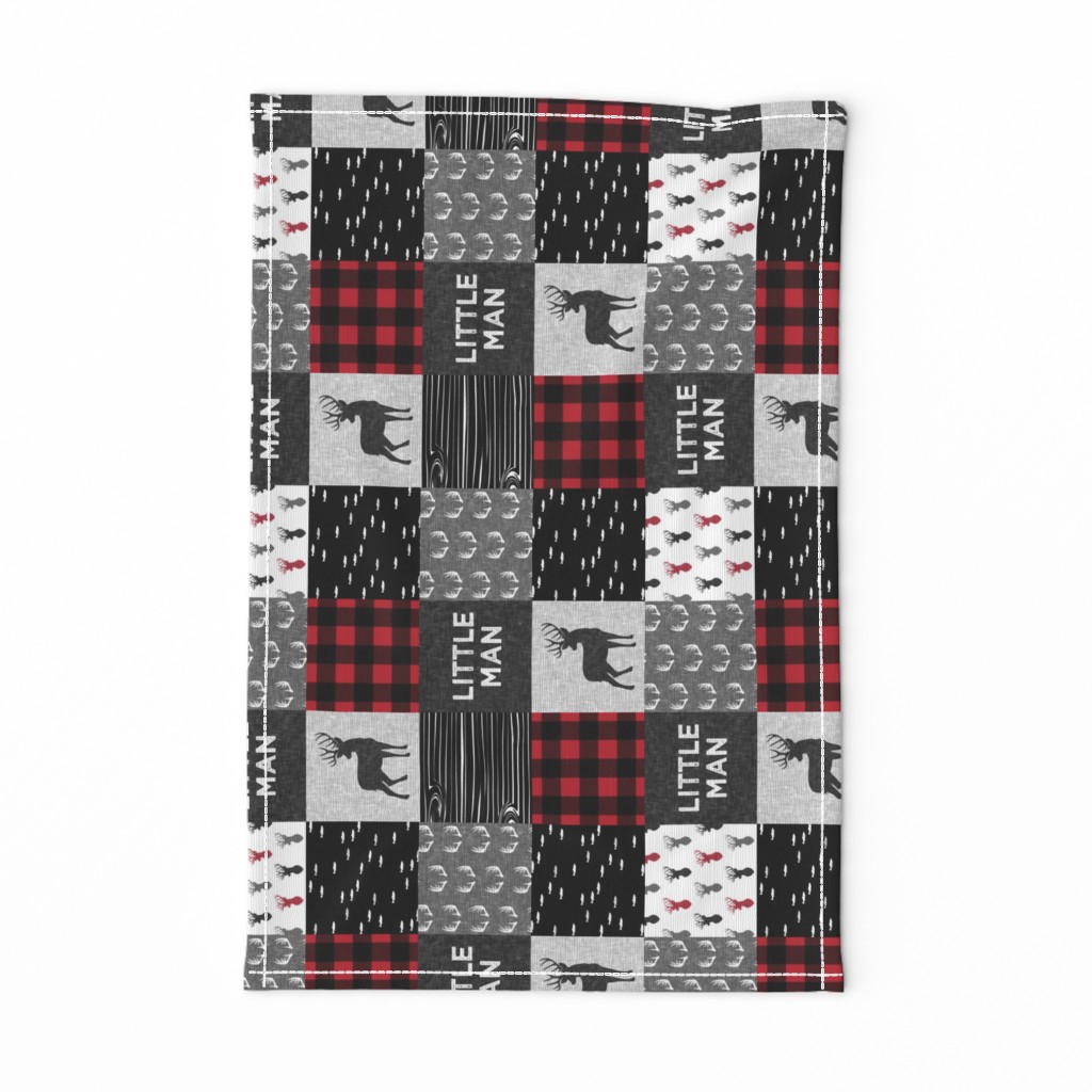 (3" small scale) little man (90) - red and black (buck) quilt woodland