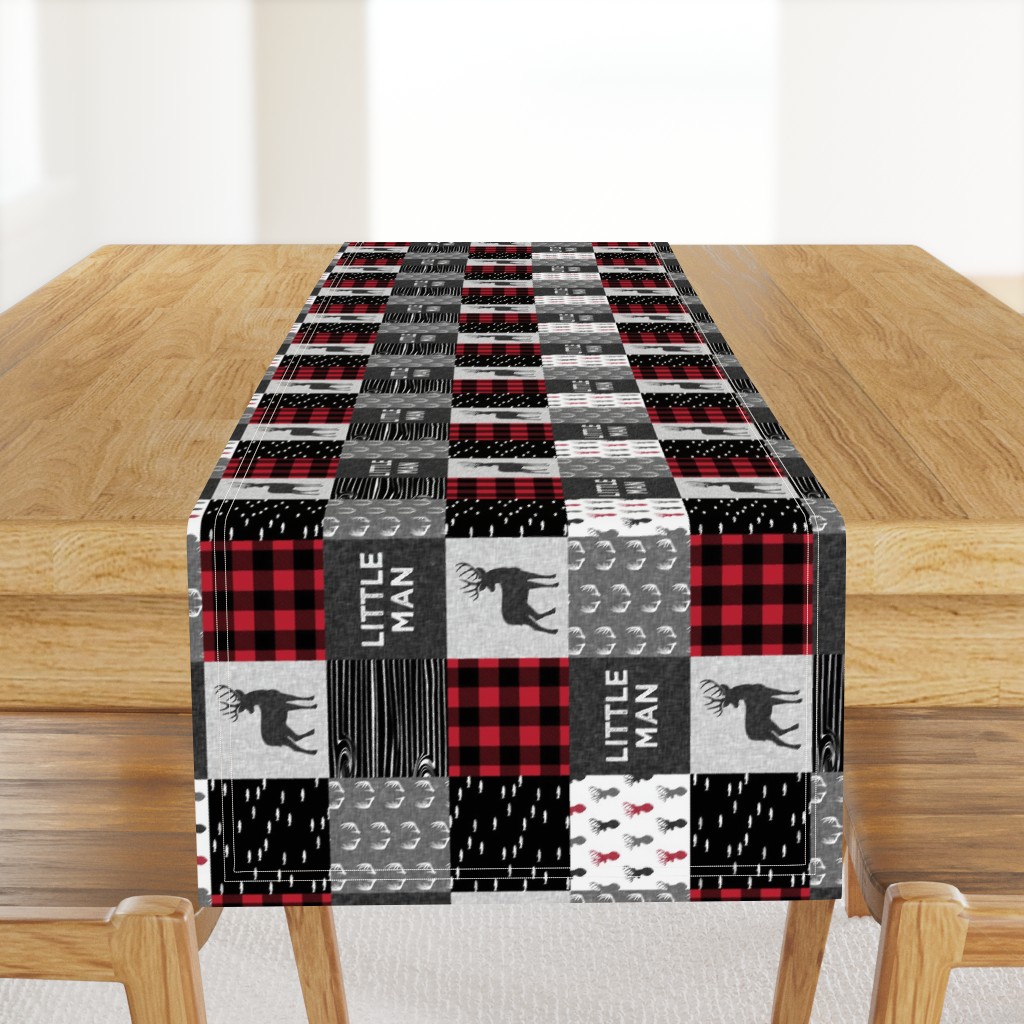 (3" small scale) little man (90) - red and black (buck) quilt woodland