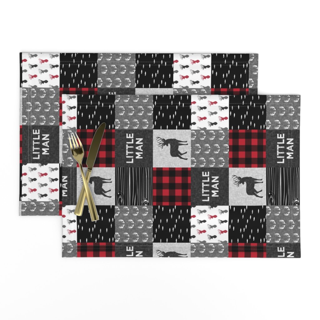 (3" small scale) little man (90) - red and black (buck) quilt woodland