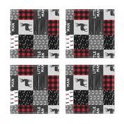 (3" small scale) little man (90) - red and black (buck) quilt woodland